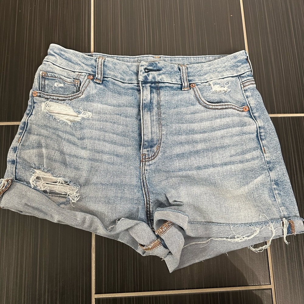 American Eagle Outfitters Distressed Light Blue Jean Shorts